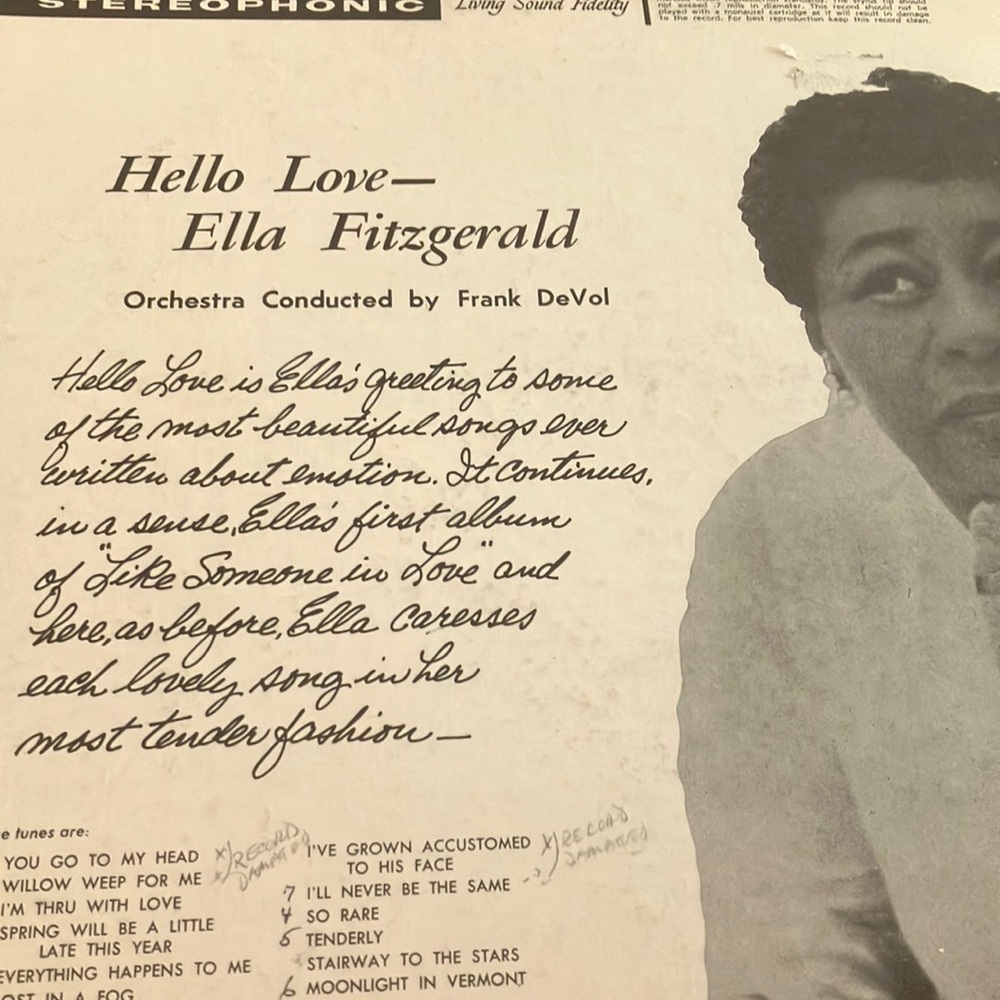 Ella Fitzgerald 'Hello Love' Vinyl Record